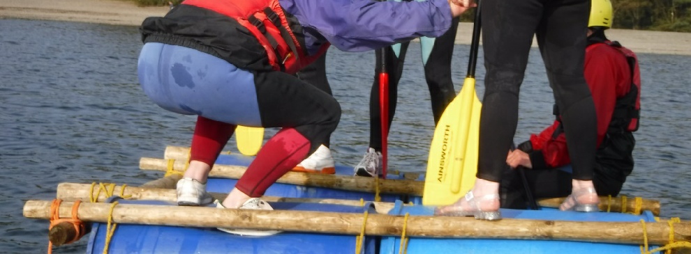 Raft building Consiton Lake District
